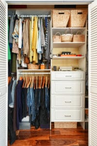 Closet organized by professional organizer