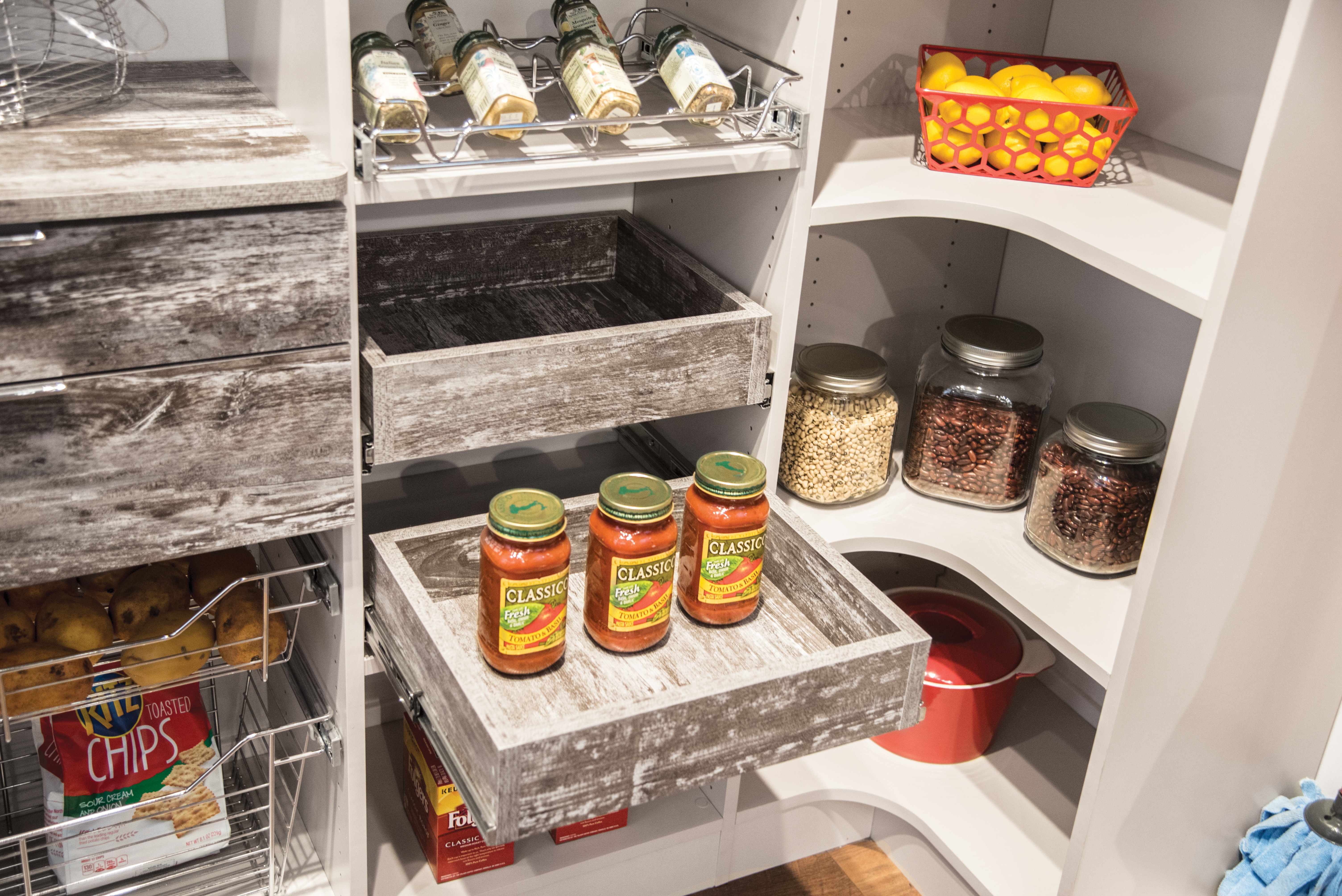 Pantry System With Pull Out Shelves And Corner Shelving Austin