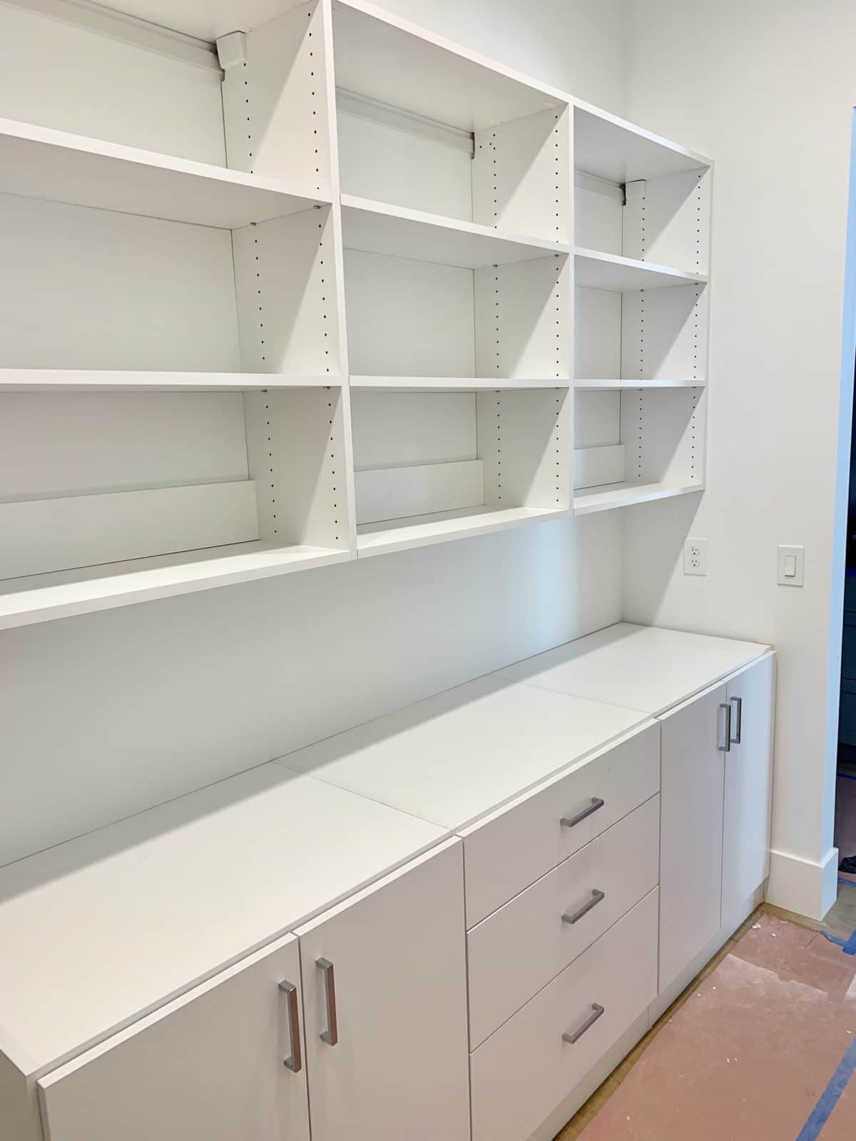 White Walk-In Pantry Shelves Built in Scottsdale AZ | Austin-Morgan Closets